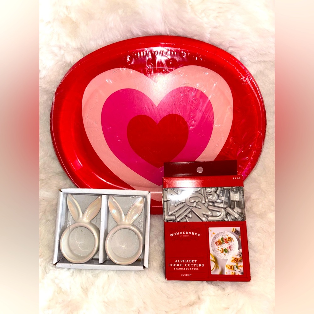 Heart Large Paper Plate Ceramic bunny Napkin rings Alphabet Letter Cookie cutter